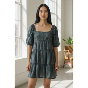 WAYF Womens Plaid Mini Dress SMALL